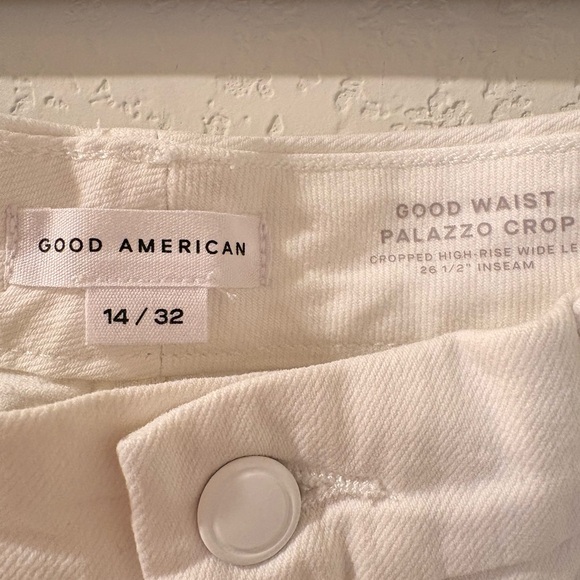 Good American good waist cropped palazzo jeans in white size 14 - Picture 7 of 10